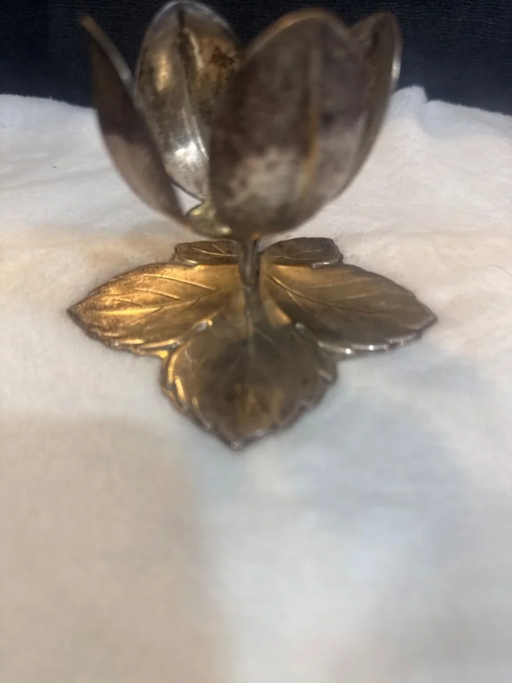 vintage German mid-century silver-plated lotus flower candle holder Quist (F.W.